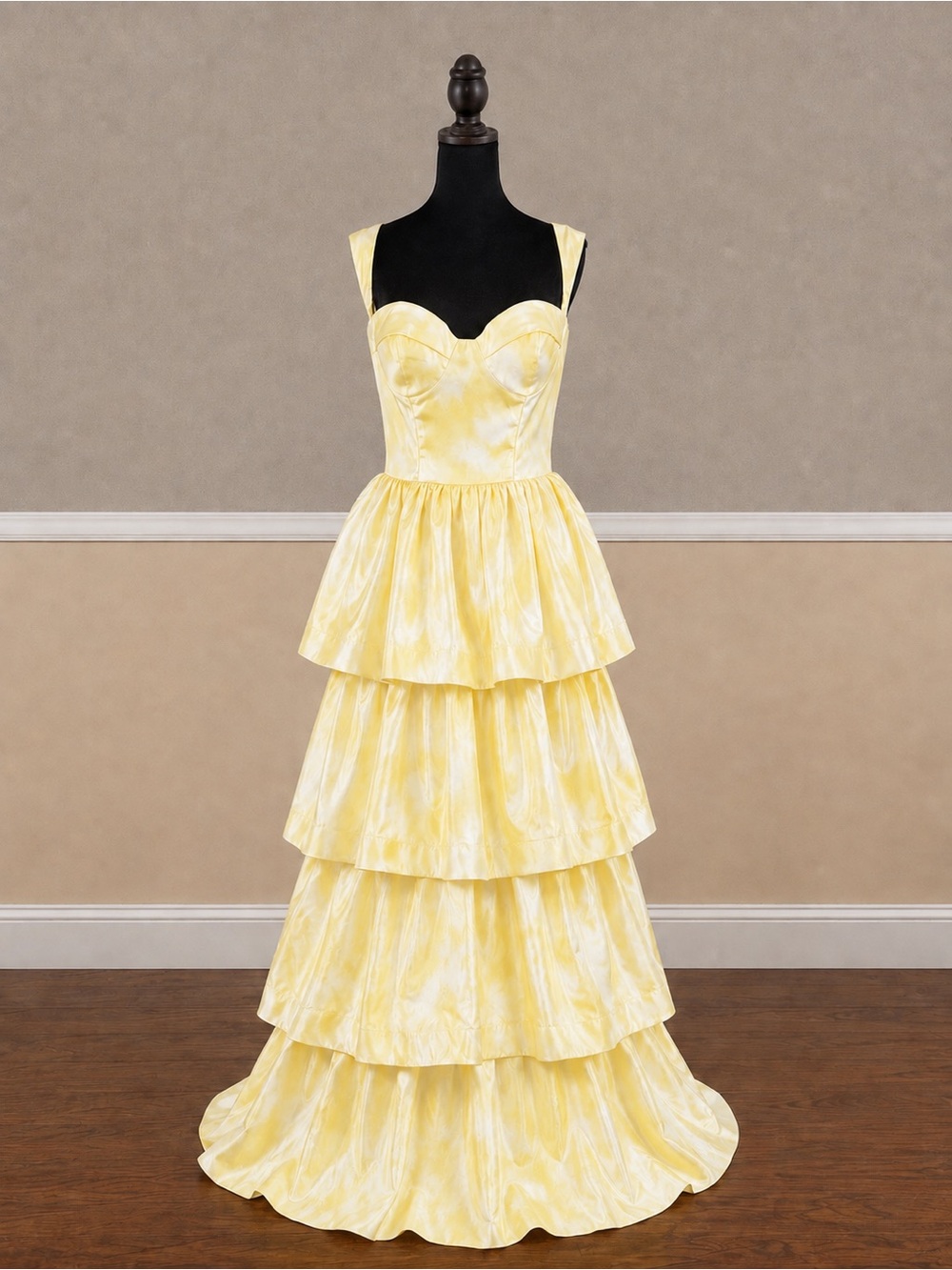 Yellow & White Layered Formal Gown–Corset Back Princess Gown NWT Size 16 Dress
